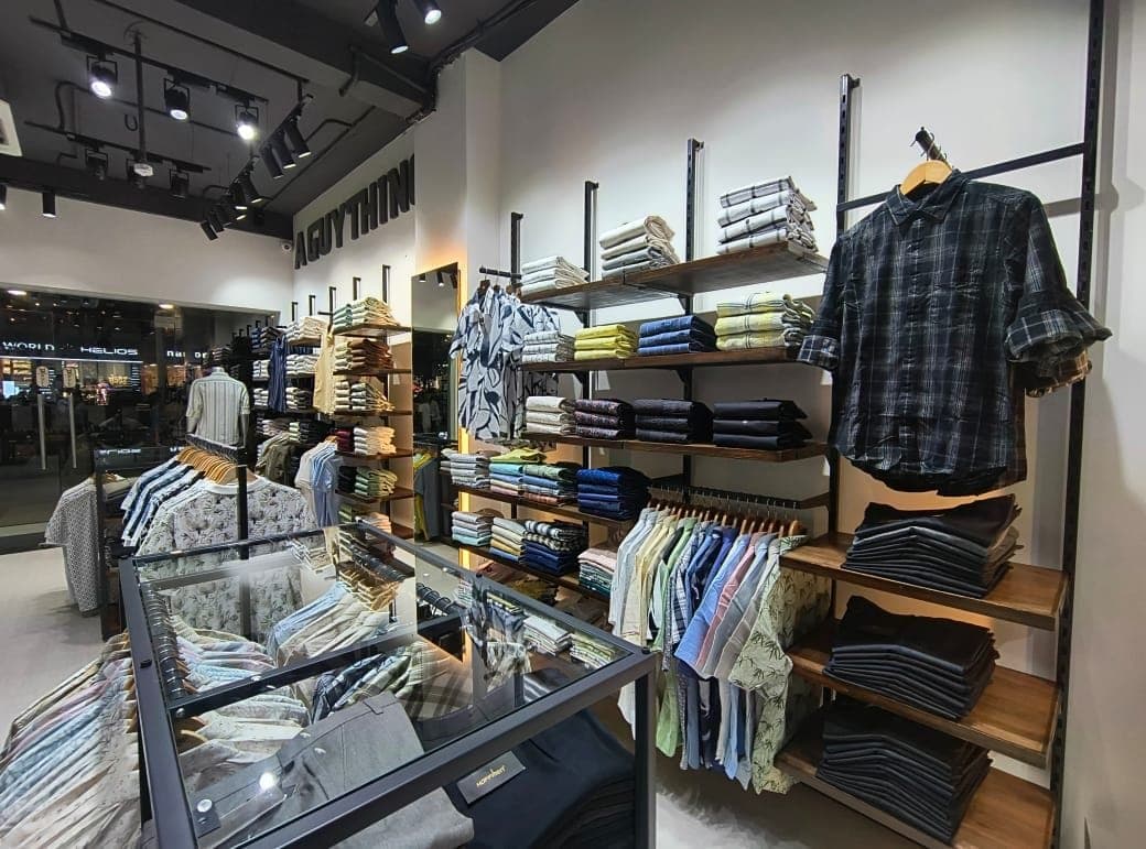 Shirt bays and a hanging rail at Urban Closet, Guwahati