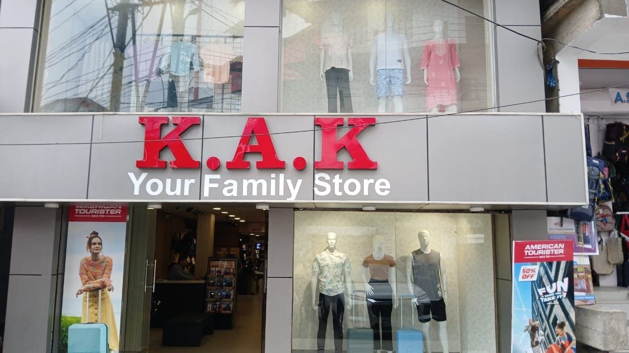 K.A.K, Kohima: the front, mannequins in both window floors.